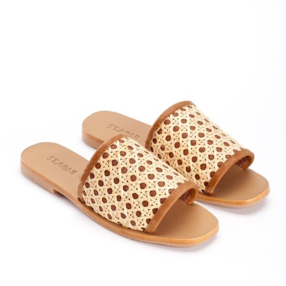 St Agni Hennie rattan slide tan 40
